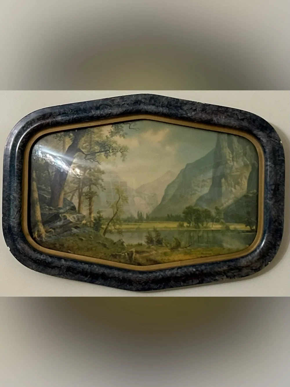 True Vintage Early 1900's Landscape Wall Art-Framed Yosemite Mountain Lake Print